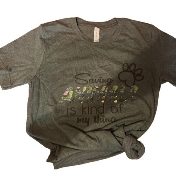 Saving Animals Is Kind Of My Thing T-Shirt Bella + canvas Unisex Heather Green - Picture 1 of 6